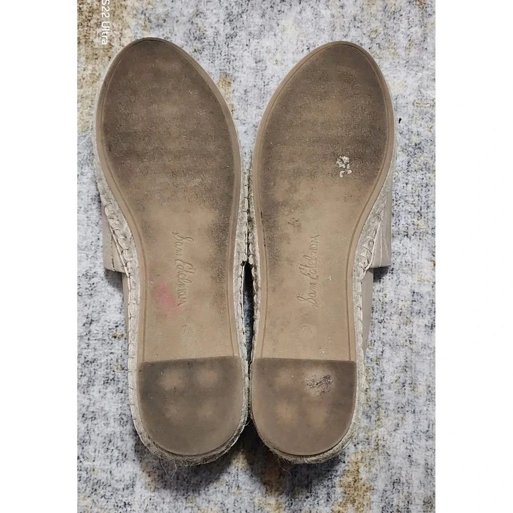 Sam Edelman Women's Krissy Espadrille Cap Toe Flats Tan Black Leather Size 7.5 M